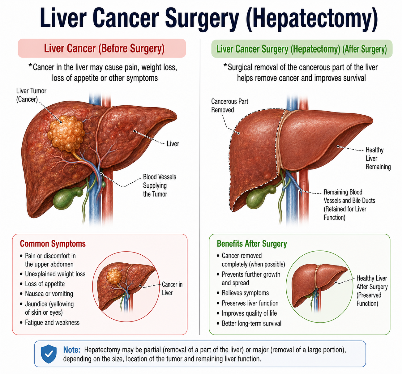 Liver Cancer Surgery (Hepatectomy) — anatomy diagram